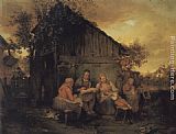 A Family Resting At Sunset by Josef Danhauser